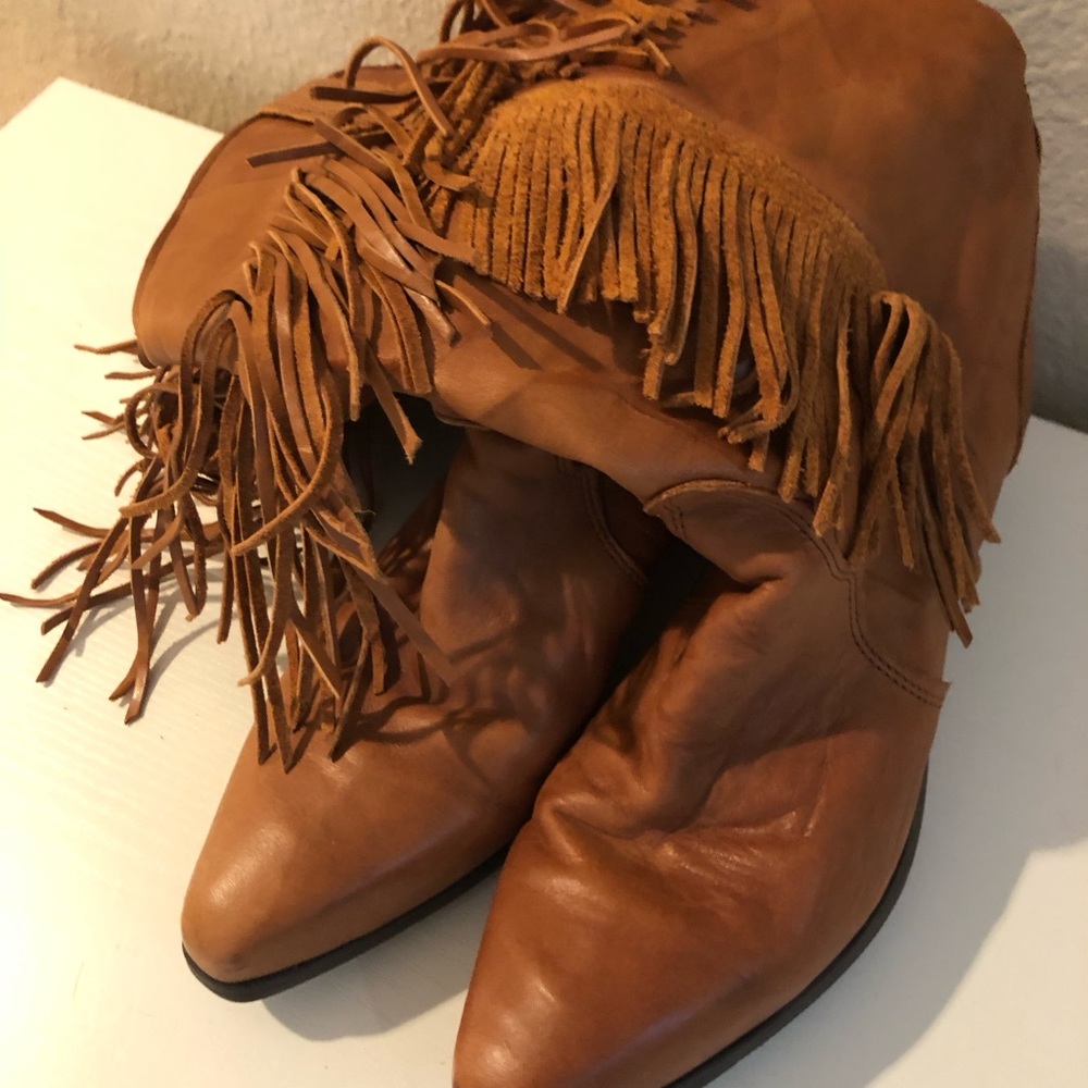 Capezio fringe cowboy boots size 8 M camel brown
